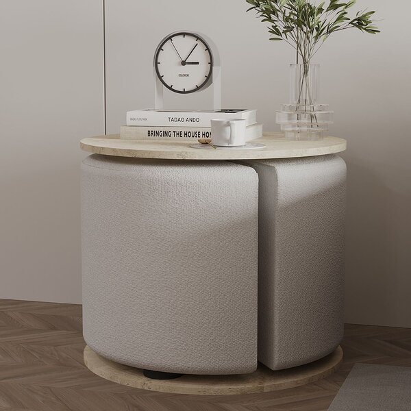 Hanah Home Side Table Set Travertine Vexana - Travertine