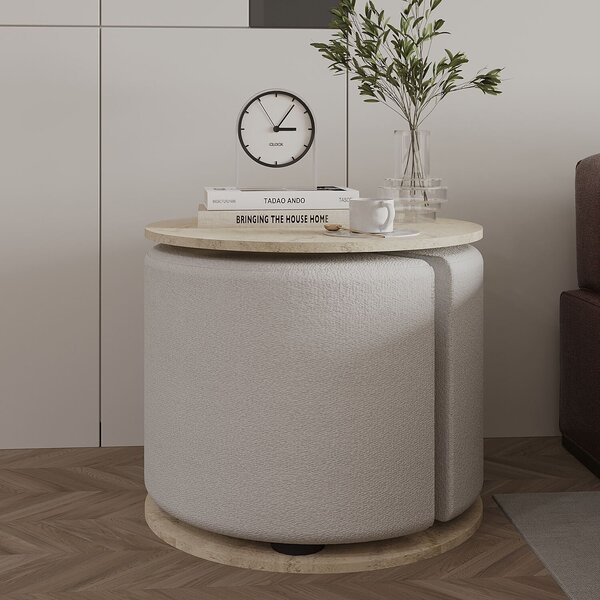Hanah Home Side Table Set Travertine Vexana - Travertine