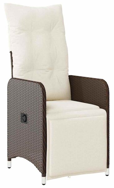 9 részes barna polyrattan kerti bisztrógarnitúra párnákkal