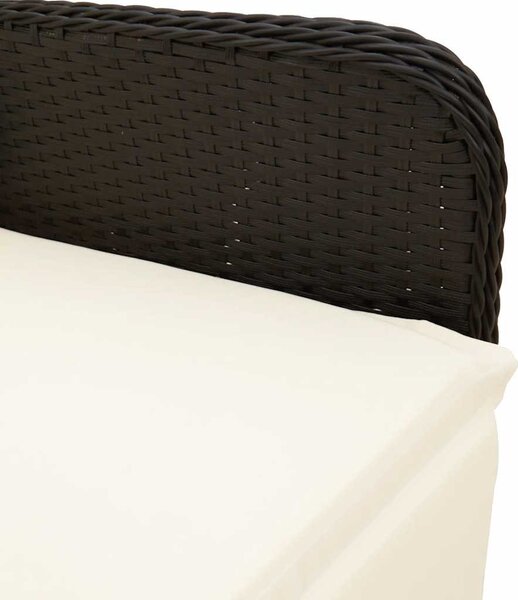 7 részes fekete polyrattan kerti bisztrógarnitúra párnákkal
