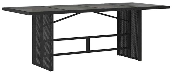 9 részes fekete polyrattan kerti bisztrógarnitúra párnákkal