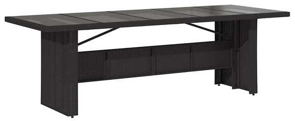 9 részes fekete polyrattan kerti bisztrógarnitúra párnákkal