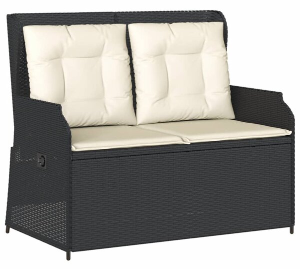 3 részes fekete polyrattan kerti ülőgarnitúra párnákkal