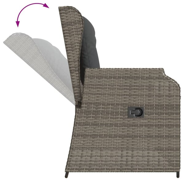 3 részes szürke polyrattan kerti ülőgarnitúra párnákkal