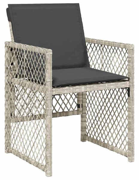 11 részes világosszürke polyrattan kerti ülőgarnitúra párnákkal