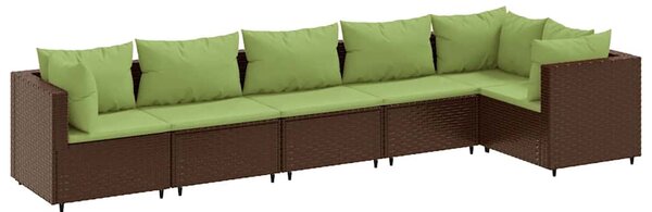 6 részes barna polyrattan kerti ülőgarnitúra párnákkal