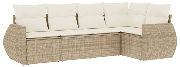 5 részes bézs polyrattan kerti ülőgarnitúra párnákkal