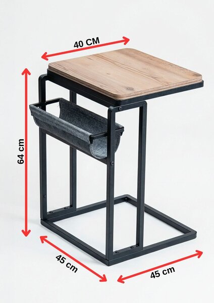Hanah Home Lerakóasztal Atlantic Pine Black Brut - Atlantic Pine, Black