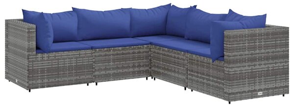 5 részes szürke polyrattan kerti ülőgarnitúra párnákkal