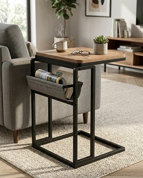 Hanah Home Lerakóasztal Atlantic Pine Black Brut - Atlantic Pine, Black