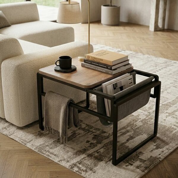 Hanah Home Lerakóasztal Atlantic Pine Black Brut - Atlantic Pine, Black