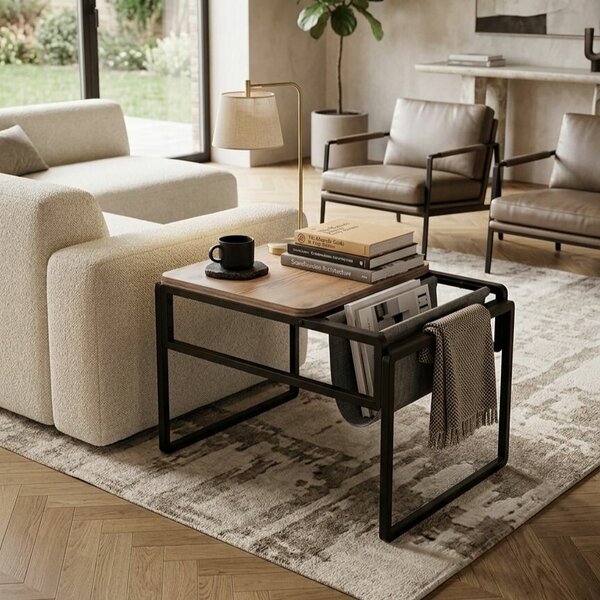 Hanah Home Lerakóasztal Atlantic Pine Black Brut - Atlantic Pine, Black