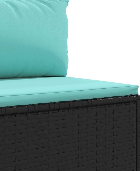 6 részes fekete polyrattan kerti ülőgarnitúra párnákkal