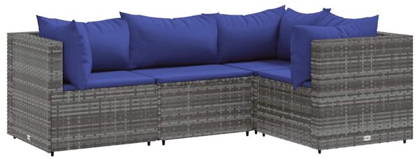 4 részes szürke polyrattan kerti ülőgarnitúra párnákkal