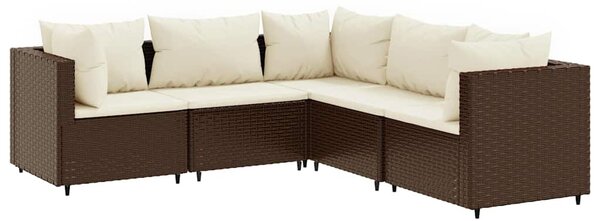 5 részes barna polyrattan kerti ülőgarnitúra párnákkal