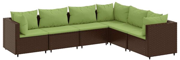 6 részes barna polyrattan kerti ülőgarnitúra párnákkal