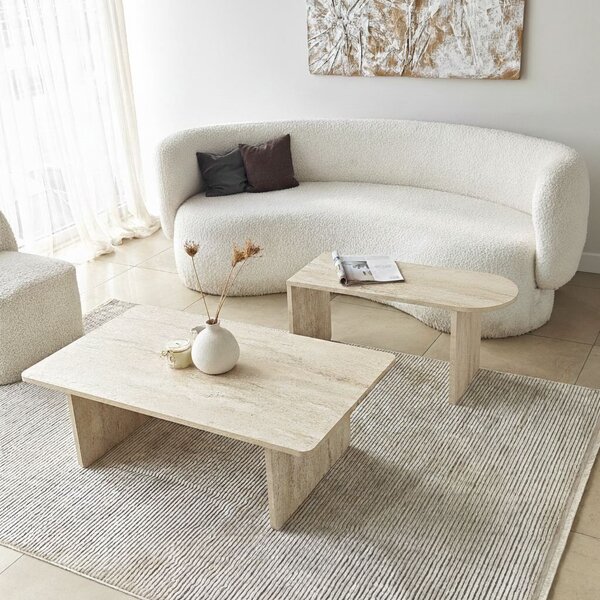 Hanah Home Paris dohányzóasztal szett - bronz, travertin