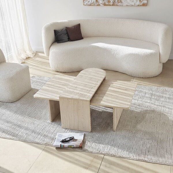 Hanah Home Paris dohányzóasztal szett - bronz, travertin