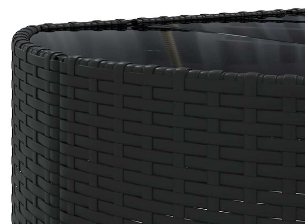 5 részes fekete polyrattan kerti kanapészett párnákkal