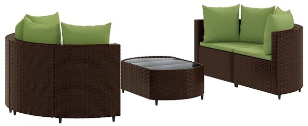 5 részes barna polyrattan kerti ülőgarnitúra párnával