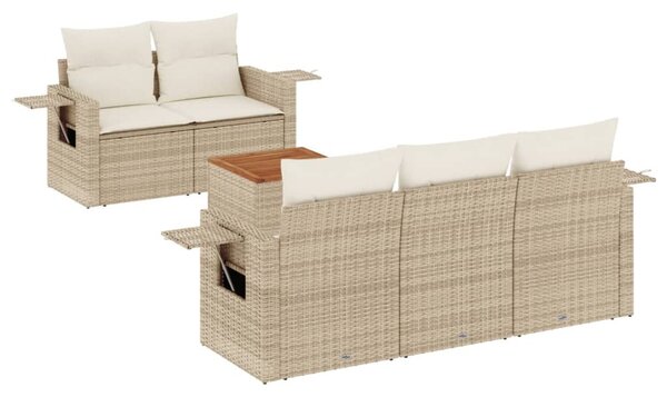 6 részes bézs polyrattan kerti ülőgarnitúra párnával