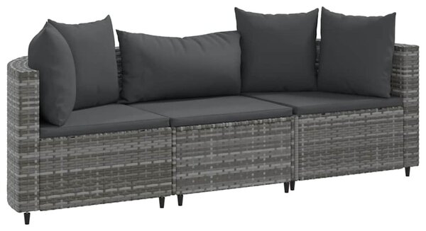 3 részes szürke polyrattan kerti ülőgarnitúra párnákkal
