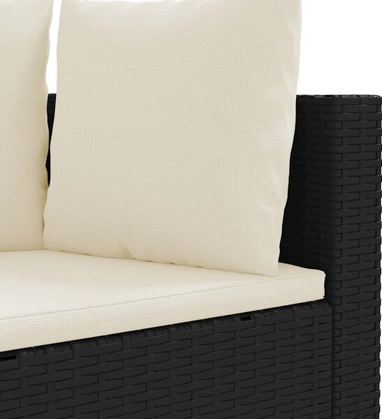 3 részes fekete polyrattan kerti ülőgarnitúra párnával