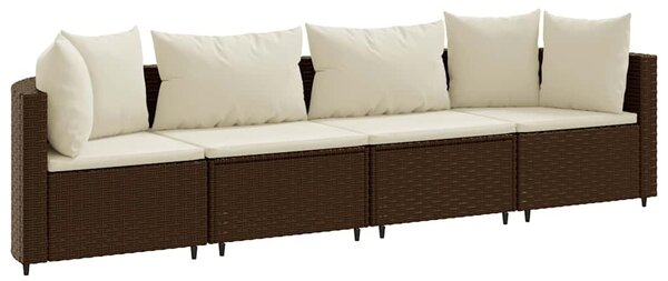 4 részes barna polyrattan kerti ülőgarnitúra párnákkal