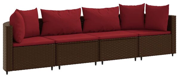 4 részes barna polyrattan kerti ülőgarnitúra párnákkal