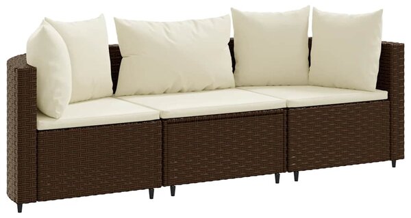 3 részes barna polyrattan kerti ülőgarnitúra párnával