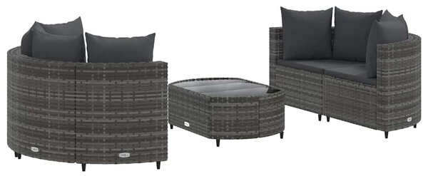 5 részes szürke polyrattan kerti ülőgarnitúra párnákkal