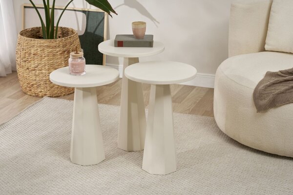 Hanah Home Side Table Set White Lilyum (57 + 52 + 47) - White