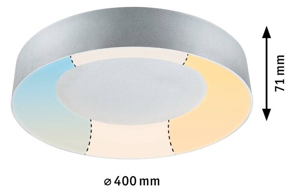 Paulmann HomeSpa Casca LED mennyezeti lámpa Ø40cm, fehér/alumínium, IP44, dimmelhető, Alu / szürke / cink, Fürdőszoba, fém, Modern