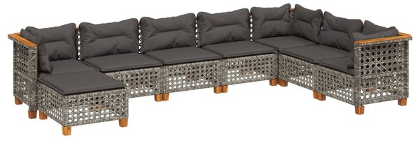 8 részes szürke polyrattan kerti ülőgarnitúra párnákkal