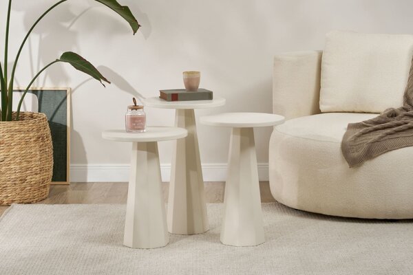Hanah Home Side Table Set White Lilyum (57 + 52 + 47) - White