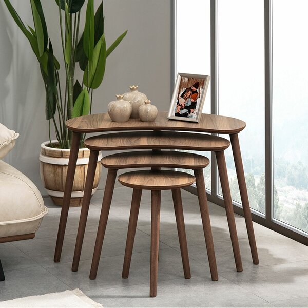 Hanah Home egymásba csúsztatható asztal (4 darab) Walnut Moon - Diófa