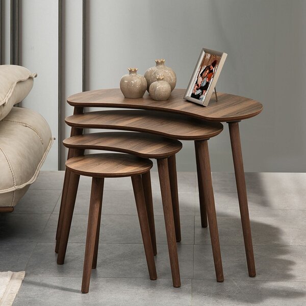 Hanah Home egymásba csúsztatható asztal (4 darab) Walnut Moon - Diófa