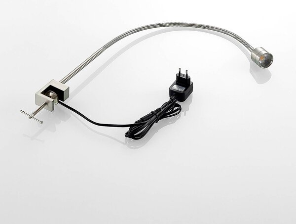 Lindby LED-es bilincses lámpa Hanilo, magasság 80 cm, nikkel, fém, Alu / szürke / cink, Dolgozószoba / Iroda, Alumínium, Modern