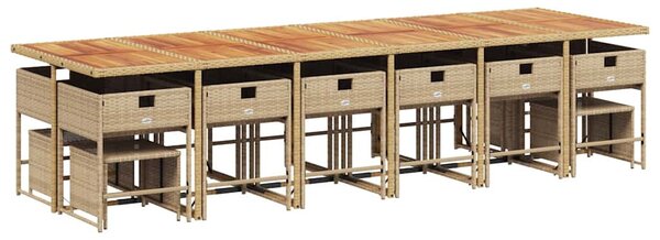 17 részes bézs polyrattan kerti étkezőgarnitúra párnákkal
