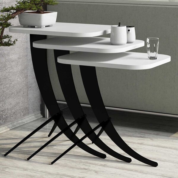 Hanah Home Nesting Table (3 Pieces) White Pion - White