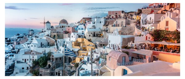 Kép - Alkonyat Santoriniban (120x50 cm)