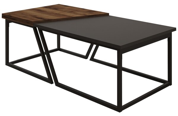 Hanah Home Dohányzóasztal szett Antracit Rusztikus Dió Verona P0024623 - Antracit, Rusztikus Dió