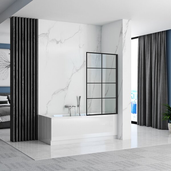 Rea LAGOS 1 FIX - kádparaván, 1 lapos, 70 x 140 cm, fekete-átlátszó, REA-K4560