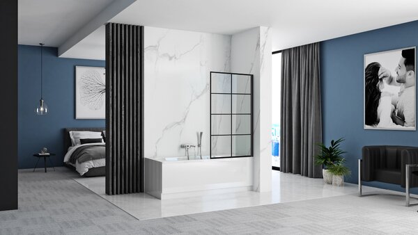 Rea LAGOS 1 FIX - kádparaván, 1 lapos, 70 x 140 cm, fekete-átlátszó, REA-K4560