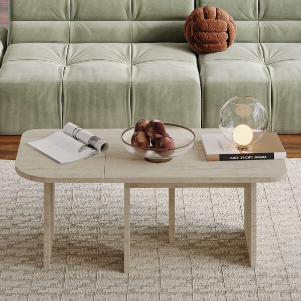 Hanah Home Dohányzóasztal Szett Travertine Iris - Travertin