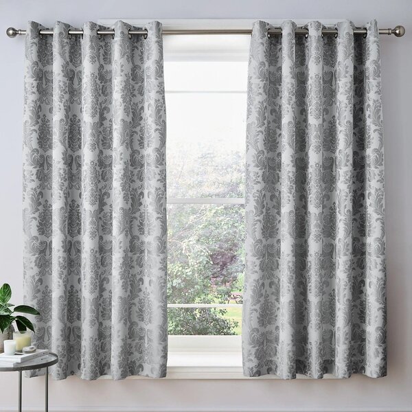 Szürke damaszt függöny szett 2 db-os 168x229 cm Damask Jacquard – Catherine Lansfield