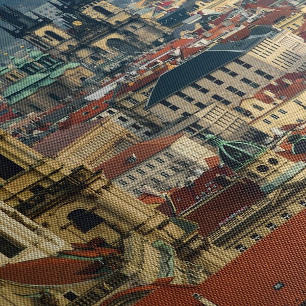 Kép - Prágai panoráma (órával) (90x30 cm)