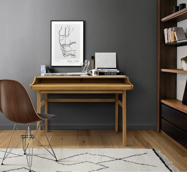 Szekreter típusú íróasztal tölgyfa dekorral 44x115 cm Carteret – Woodman