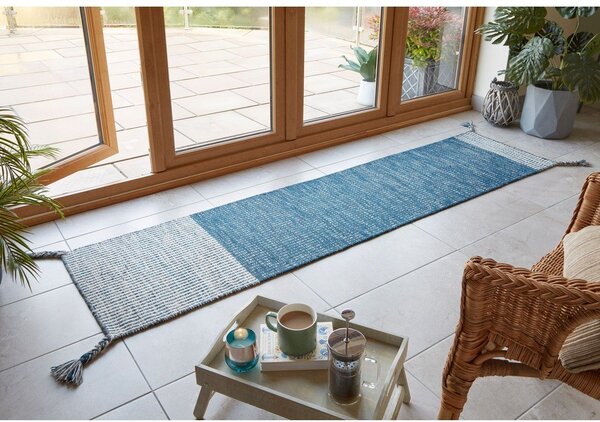 Anu kék gyapjú futószőnyeg, 60 x 200 cm - Flair Rugs