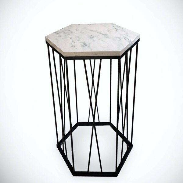Hanah Home Side Table White Black Cetrus - Marmo
